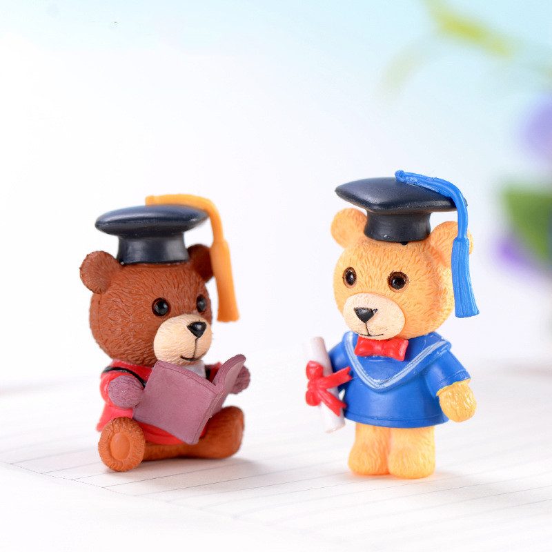 Miniture Fairy Garden Accessories Supplies Cartoon Doctor Bear Model Kids Toys Pot Bonsai Miniature Garden Terrariums Fairy Garden Figurine Animals Kits Items Car Interior Decoration Table Ornaments